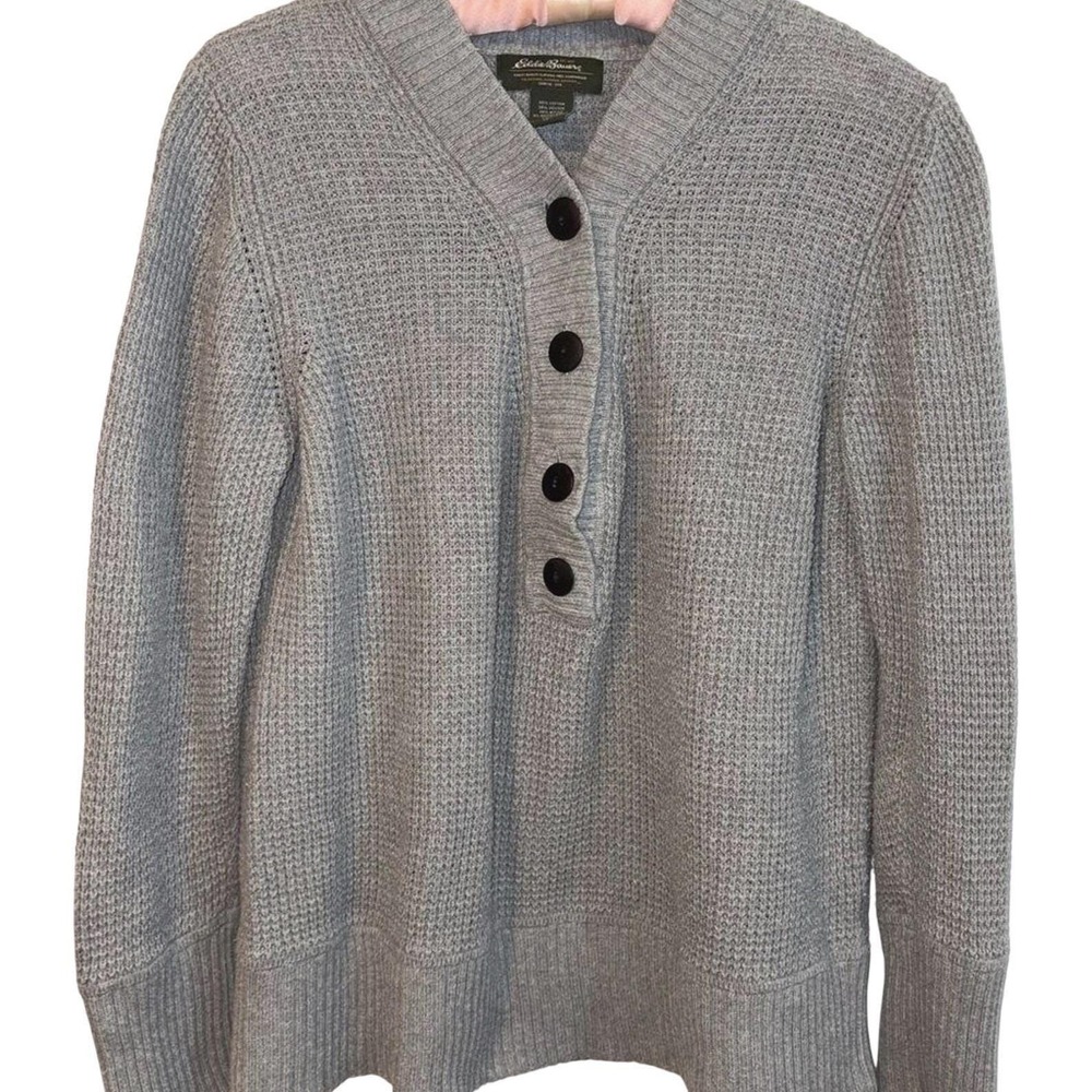 Eddie Bauer Angora Cotton Pullover Sweater Men's XL Gray Item 4511 Vintage 2000s